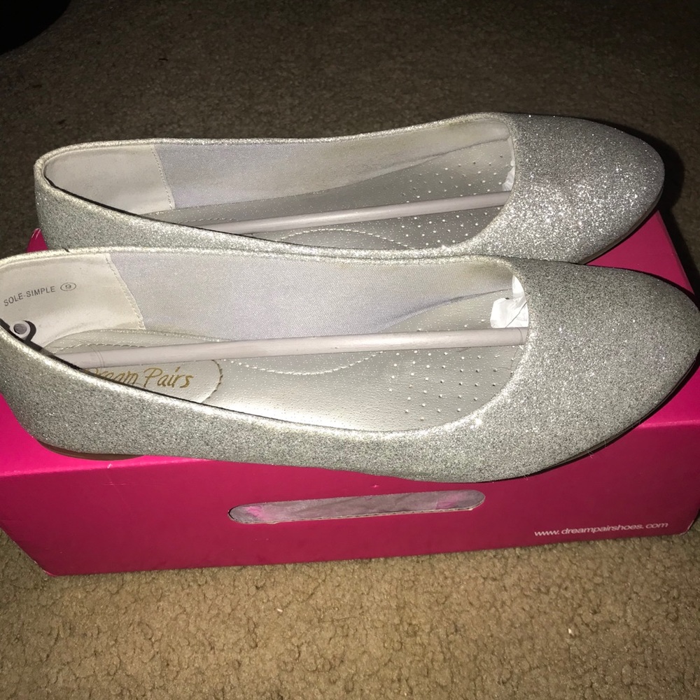 Silver glitter flats